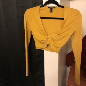 Crop long sleeve top mustard color